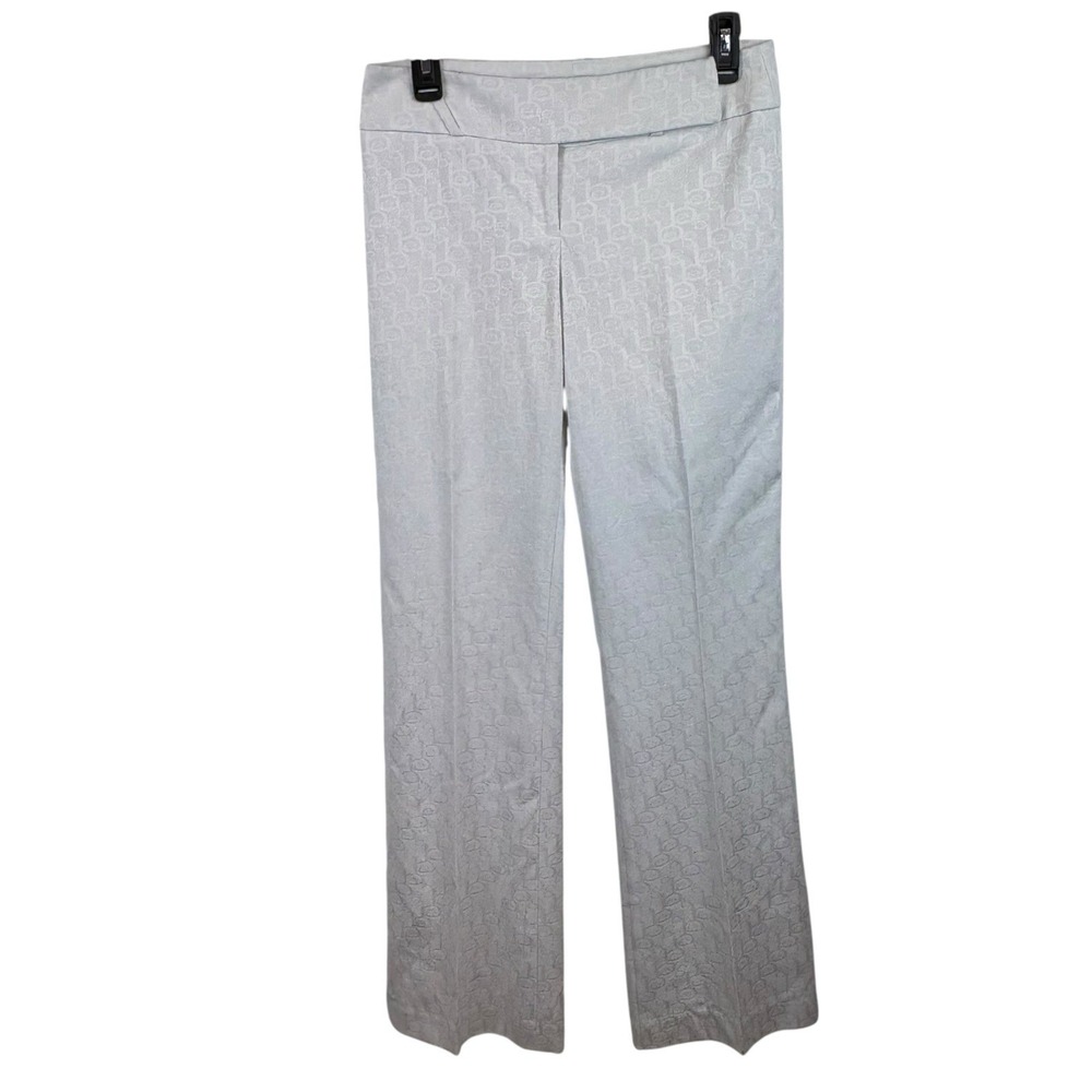 Y2K Bebe White Gray Low Rise Trouser Pants Callout Made in USA size 4